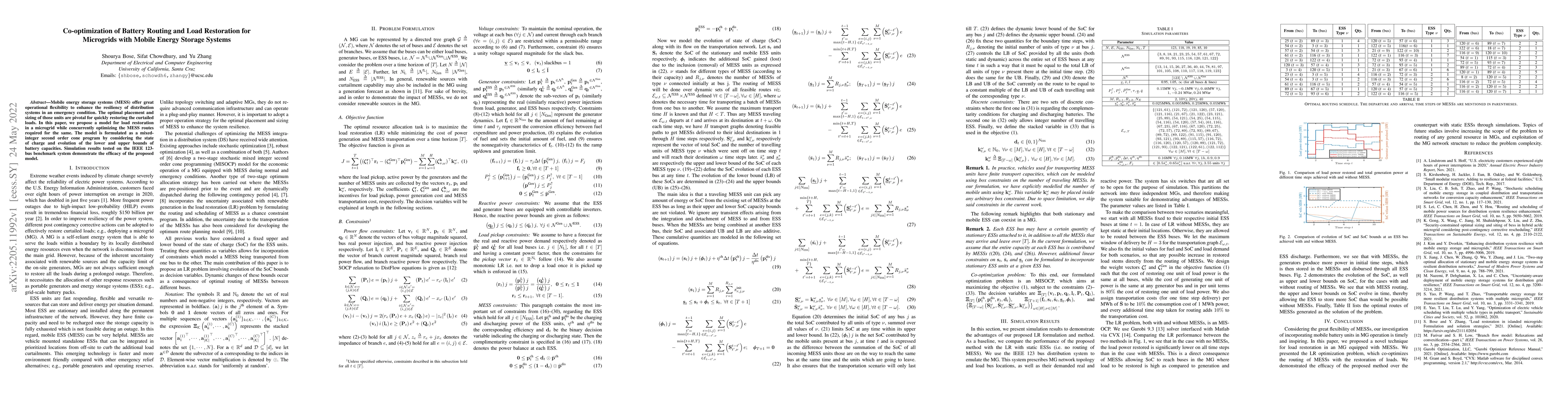 Thumbnail for Co-optimization of Battery Routing and Load Restoration for Microgrids
  with Mobile Energy Storage Systems