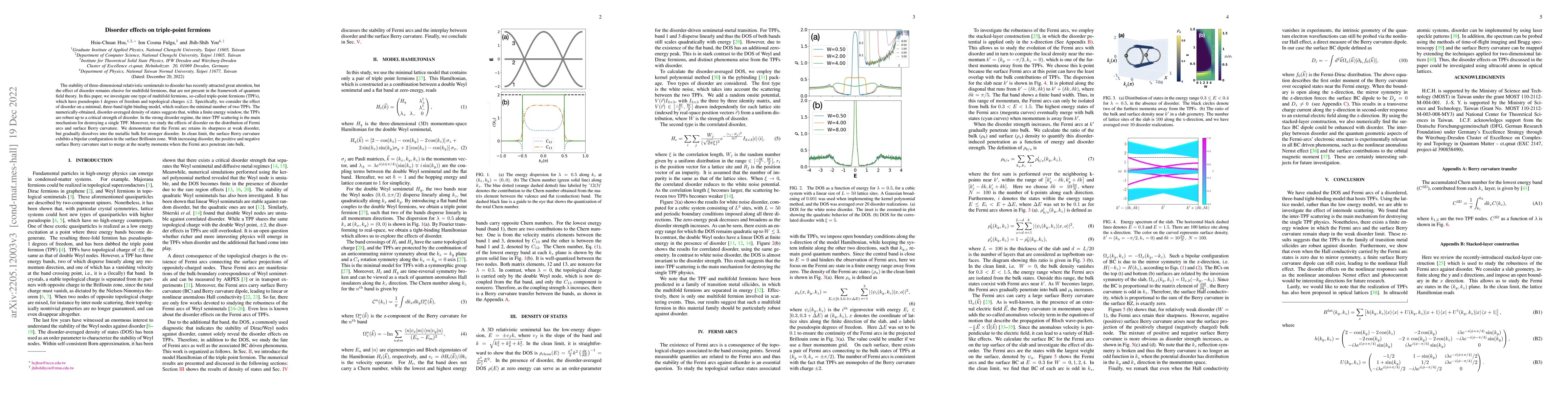 Thumbnail for Disorder effects on triple-point fermions