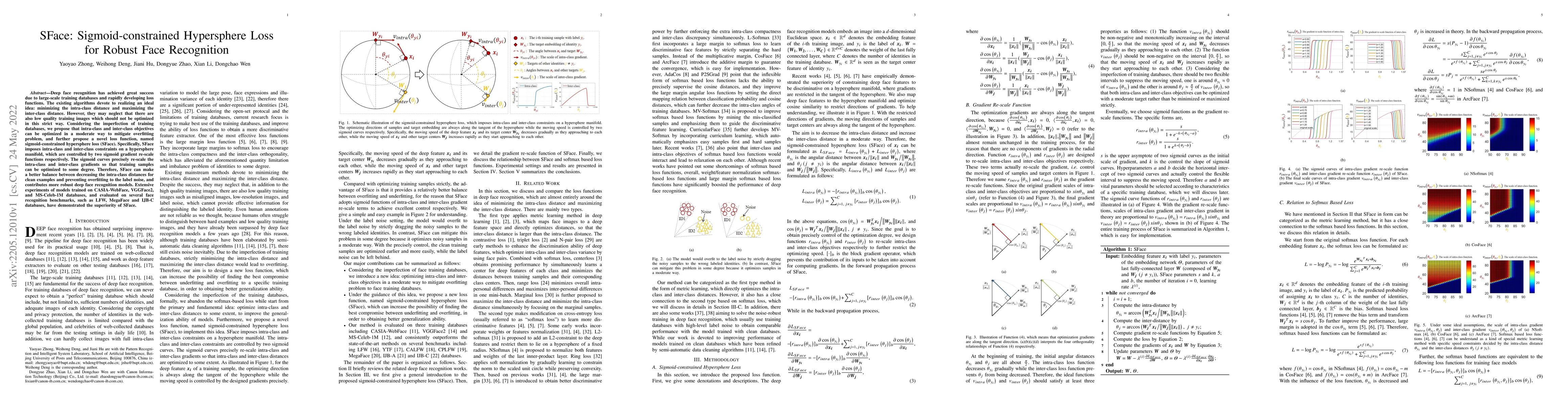 Thumbnail for SFace: Sigmoid-Constrained Hypersphere Loss for Robust Face Recognition