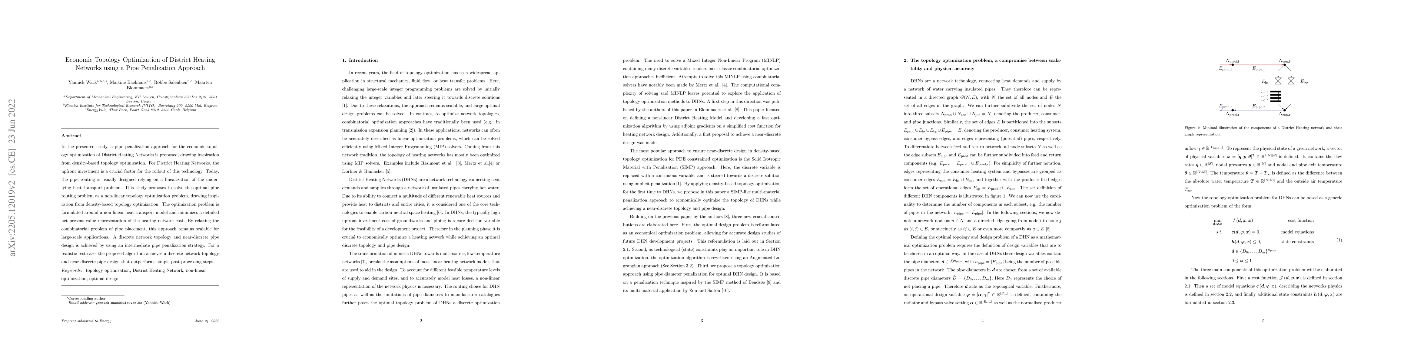 Thumbnail for Economic Topology Optimization of District Heating Networks using a Pipe
  Penalization Approach