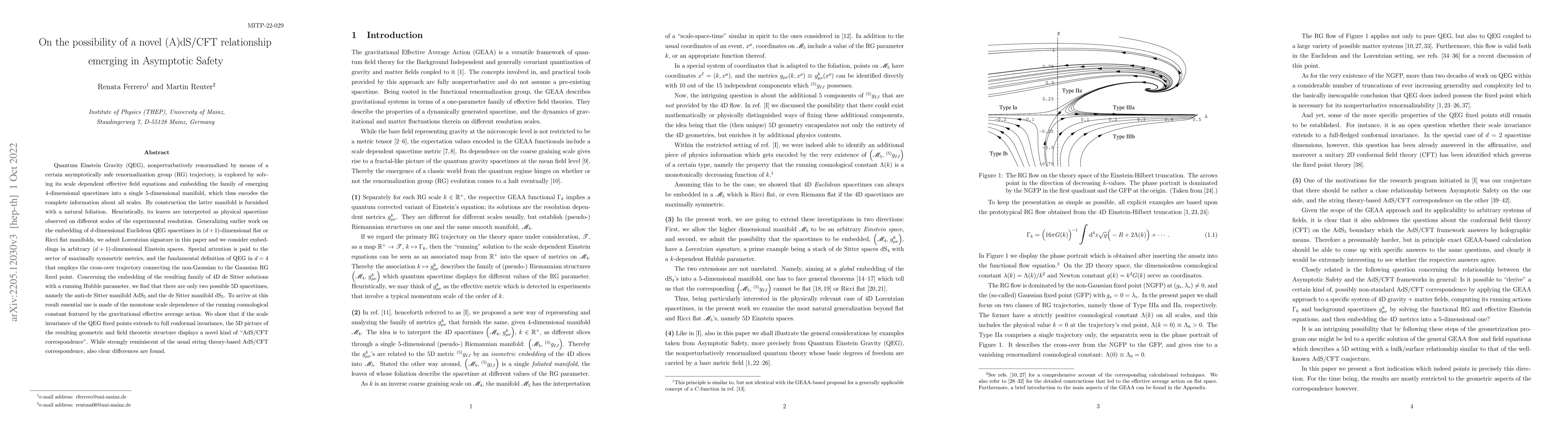 Thumbnail for On the possibility of a novel (A)dS/CFT relationship emerging in
  Asymptotic Safety