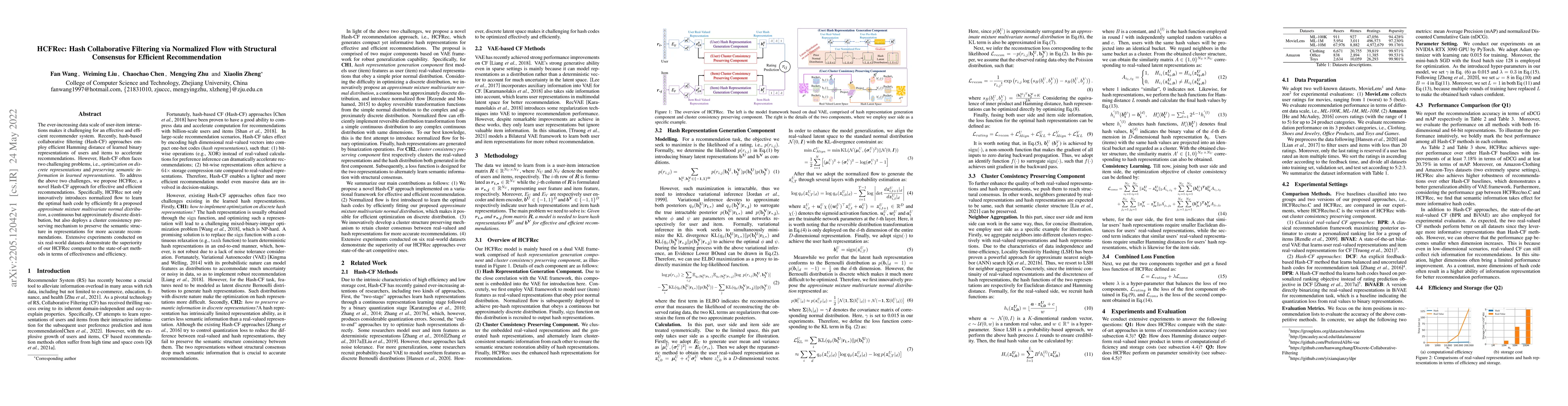 Thumbnail for HCFRec: Hash Collaborative Filtering via Normalized Flow with Structural
  Consensus for Efficient Recommendation