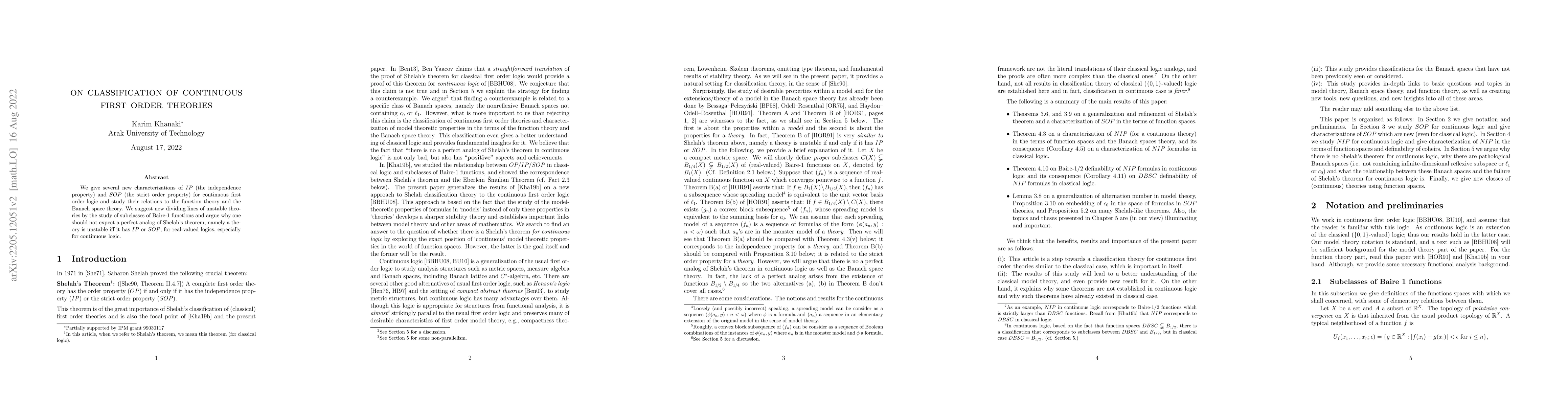 Thumbnail for On classification of continuous first order theories