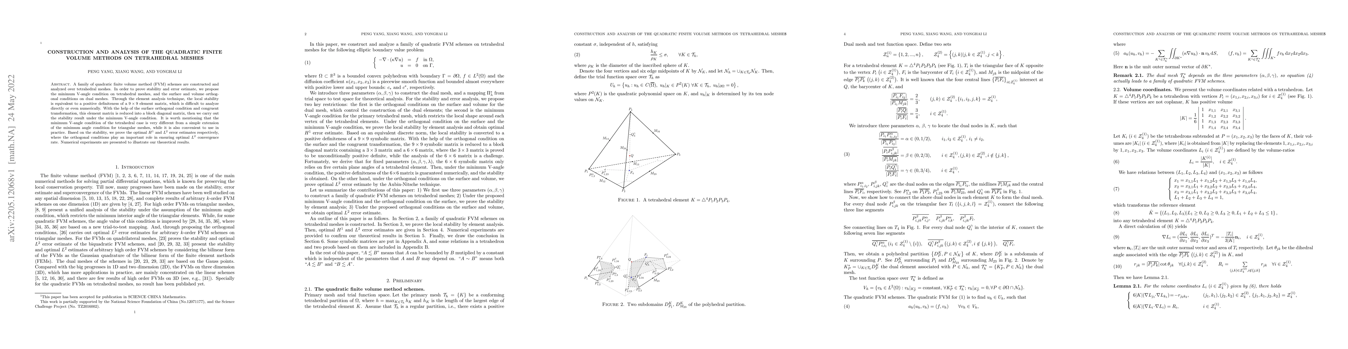 Thumbnail for Construction and analysis of the quadratic finite volume methods on
  tetrahedral meshes
