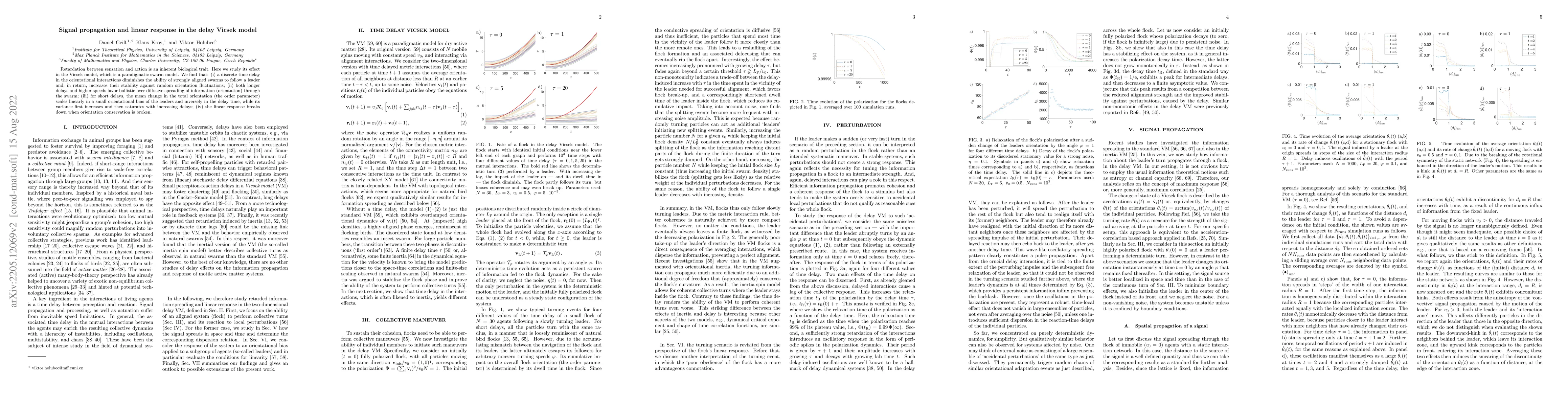 Thumbnail for Signal propagation and linear response in the delay Vicsek model
