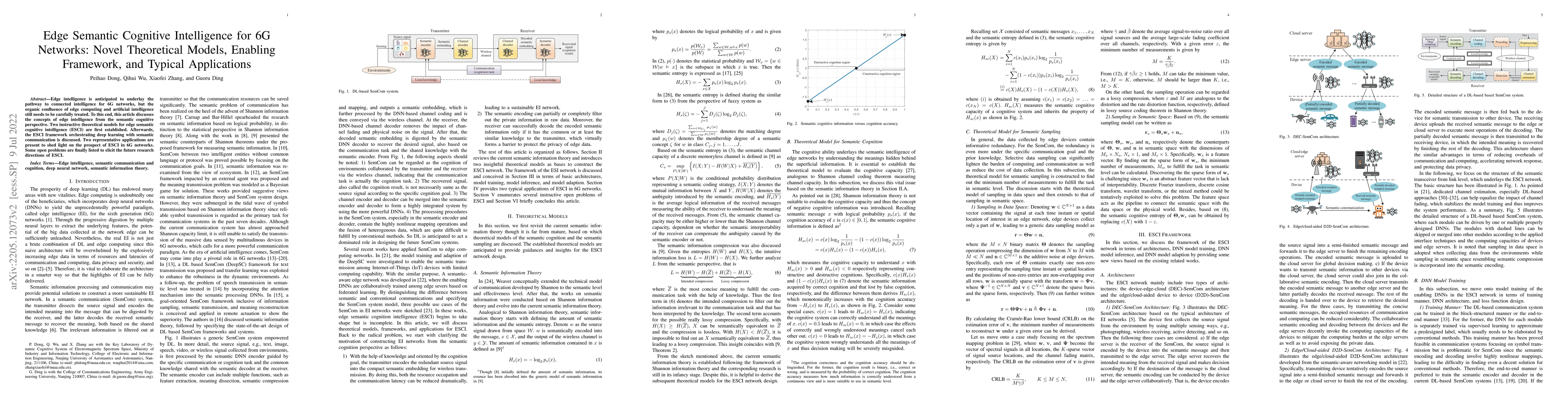 Thumbnail for Edge Semantic Cognitive Intelligence for 6G Networks: Novel Theoretical
  Models, Enabling Framework, and Typical Applications