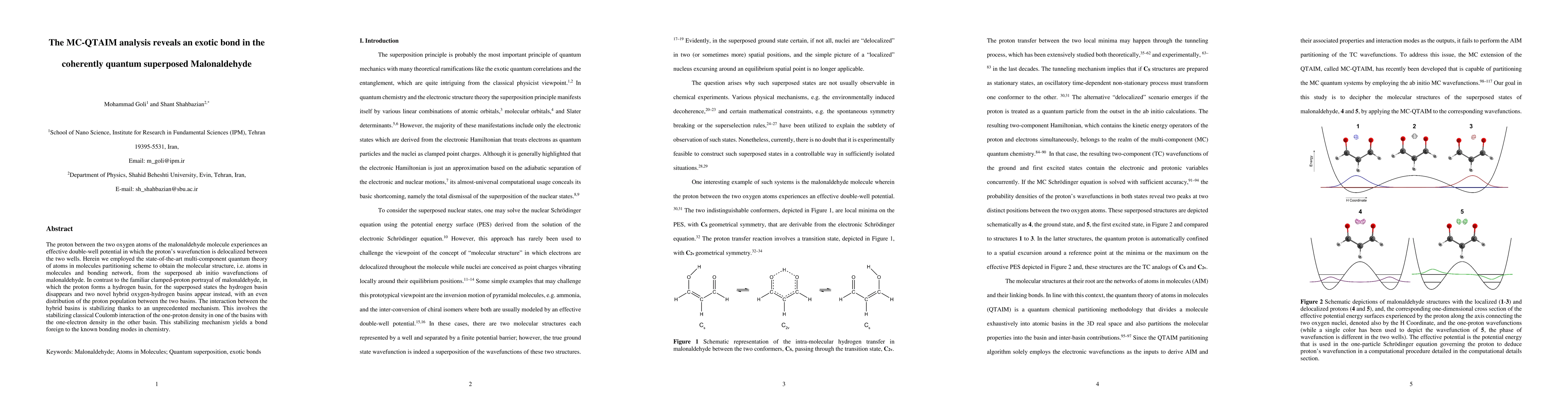 Thumbnail for The MC-QTAIM analysis reveals an exotic bond in the coherently quantum
  superposed Malonaldehyde