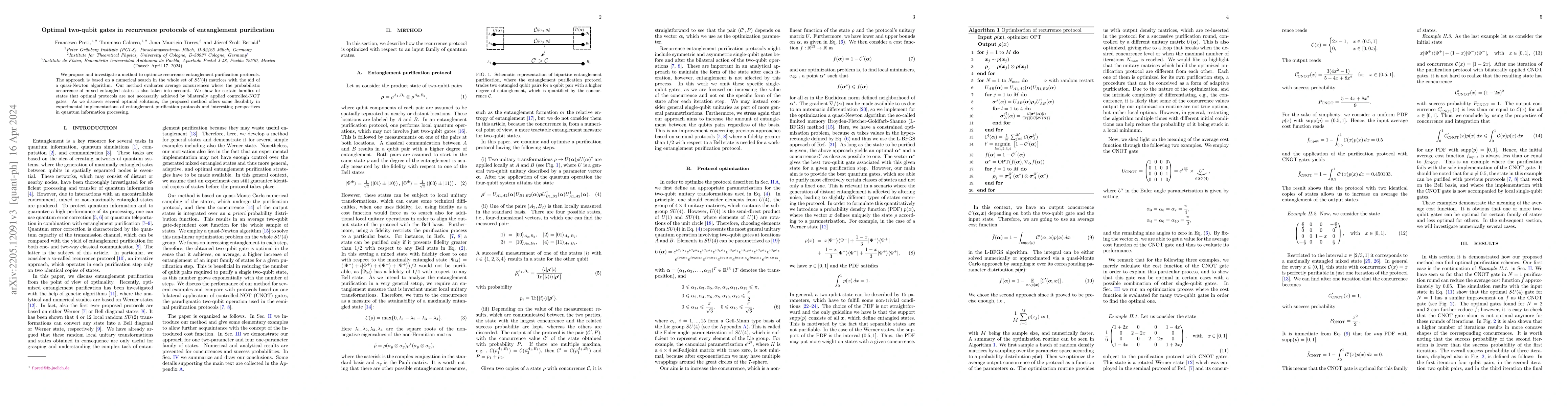 Thumbnail for Optimal two-qubit gates in recurrence protocols of entanglement
  purification