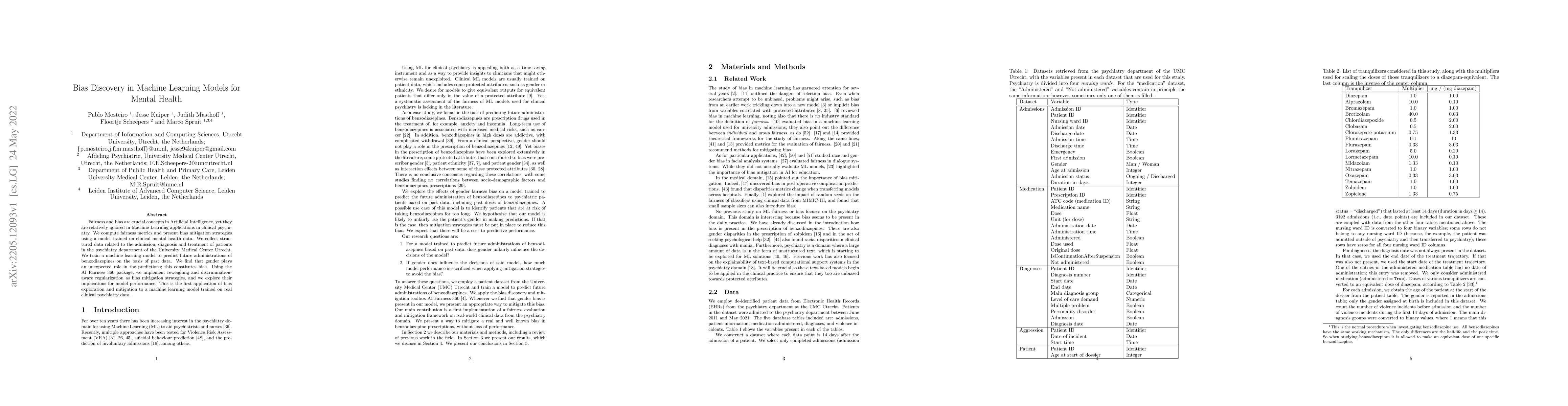 Thumbnail for Bias Discovery in Machine Learning Models for Mental Health