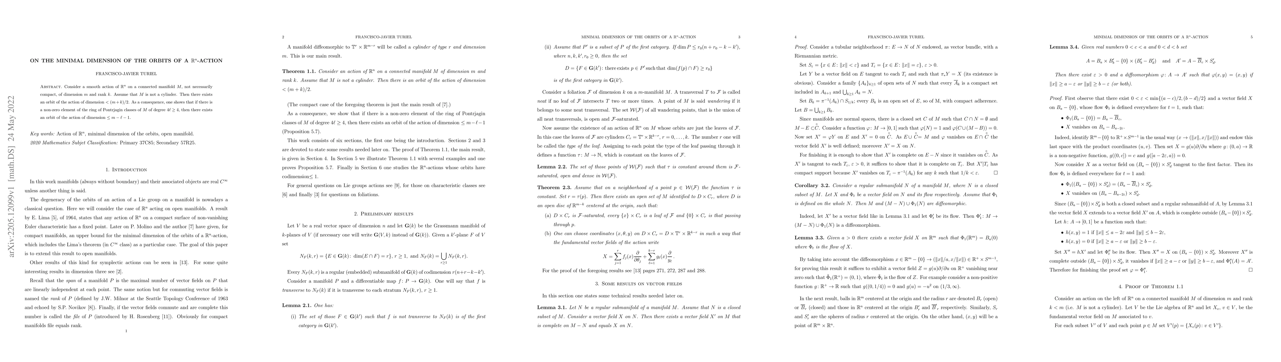 Thumbnail for On the minimal dimension of the orbits of a $\mathbb R^n$-action