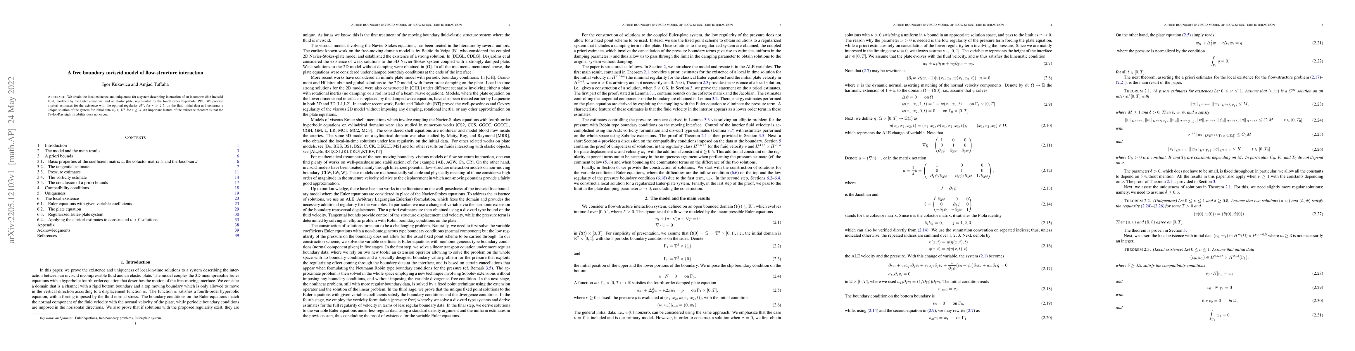 Thumbnail for A free boundary inviscid model of flow-structure interaction