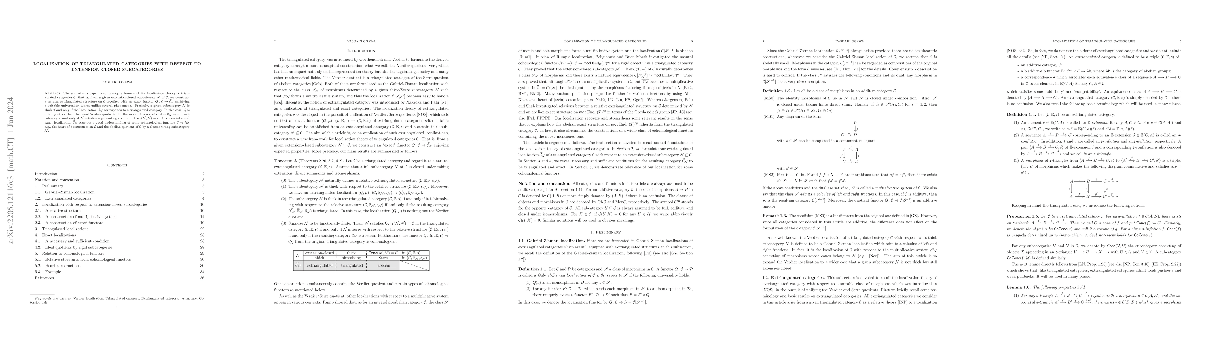 Thumbnail for Localization of triangulated categories with respect to extension-closed
  subcategories