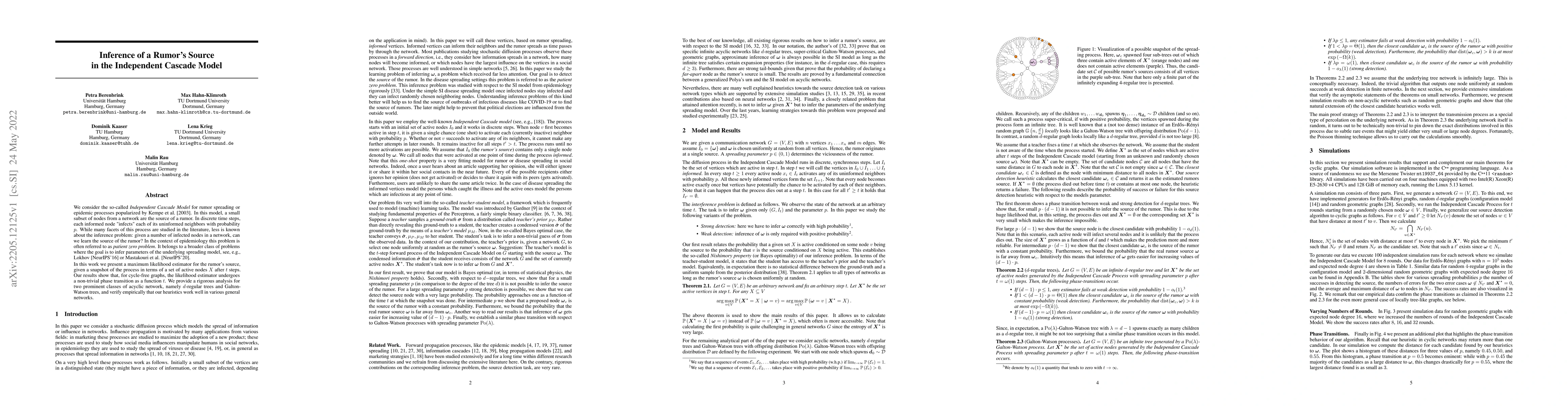 Thumbnail for Inference of a Rumor's Source in the Independent Cascade Model