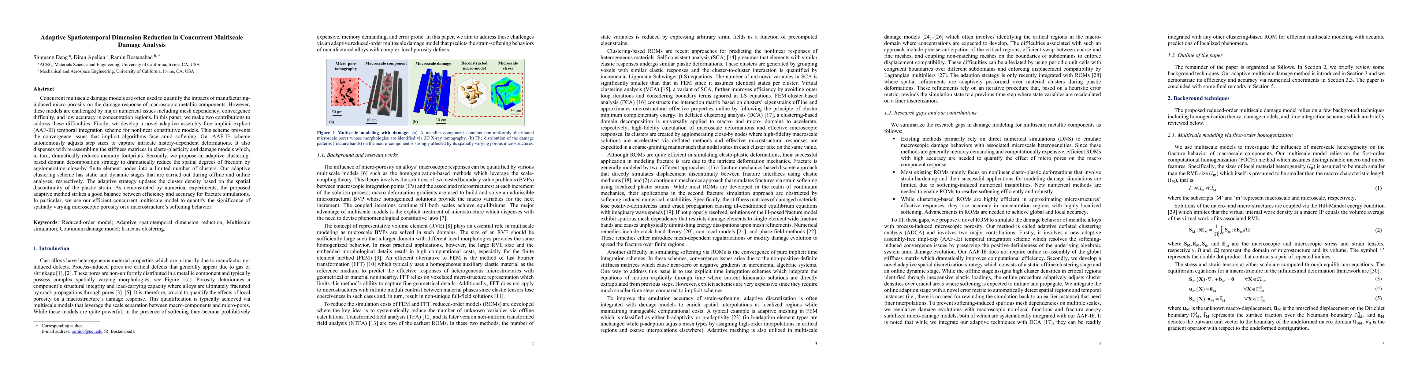 Thumbnail for Adaptive Spatiotemporal Dimension Reduction in Concurrent Multiscale
  Damage Analysis