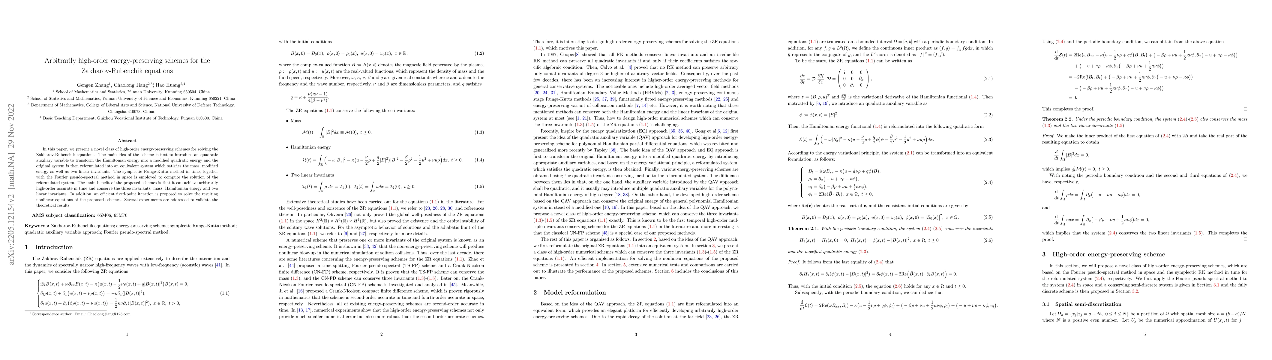 Thumbnail for Arbitrarily high-order energy-preserving schemes for the
  Zakharov-Rubenchik equation