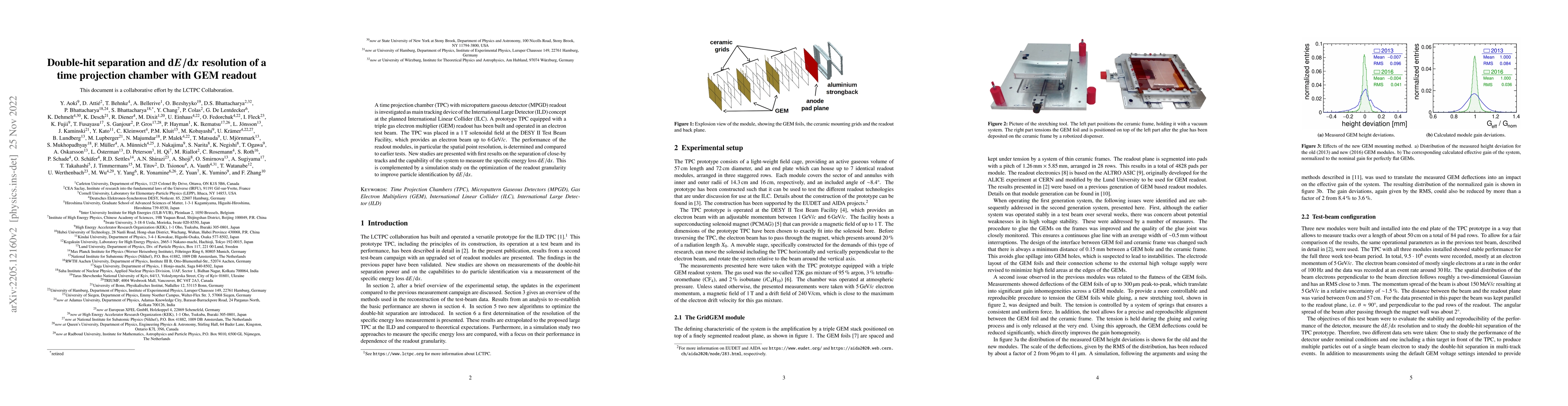 Thumbnail for Double-hit separation and dE/dx resolution of a time projection chamber
  with GEM readout