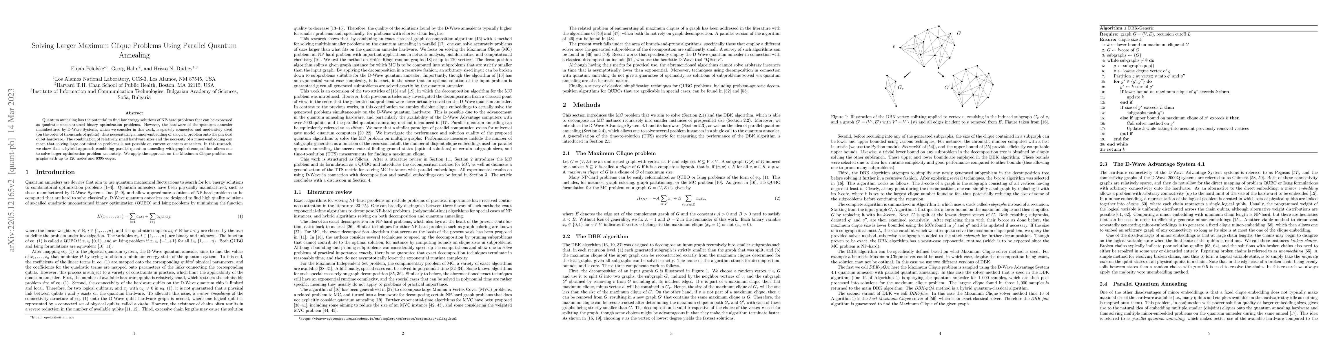 Thumbnail for Solving Larger Maximum Clique Problems Using Parallel Quantum Annealing
