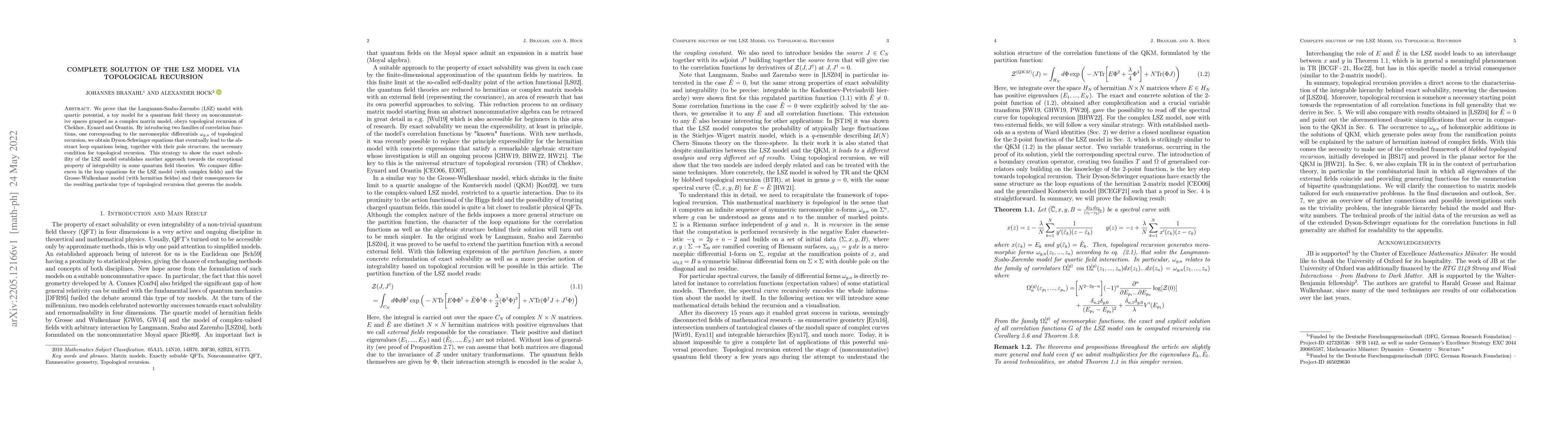 Thumbnail for Complete solution of the LSZ Model via Topological Recursion
