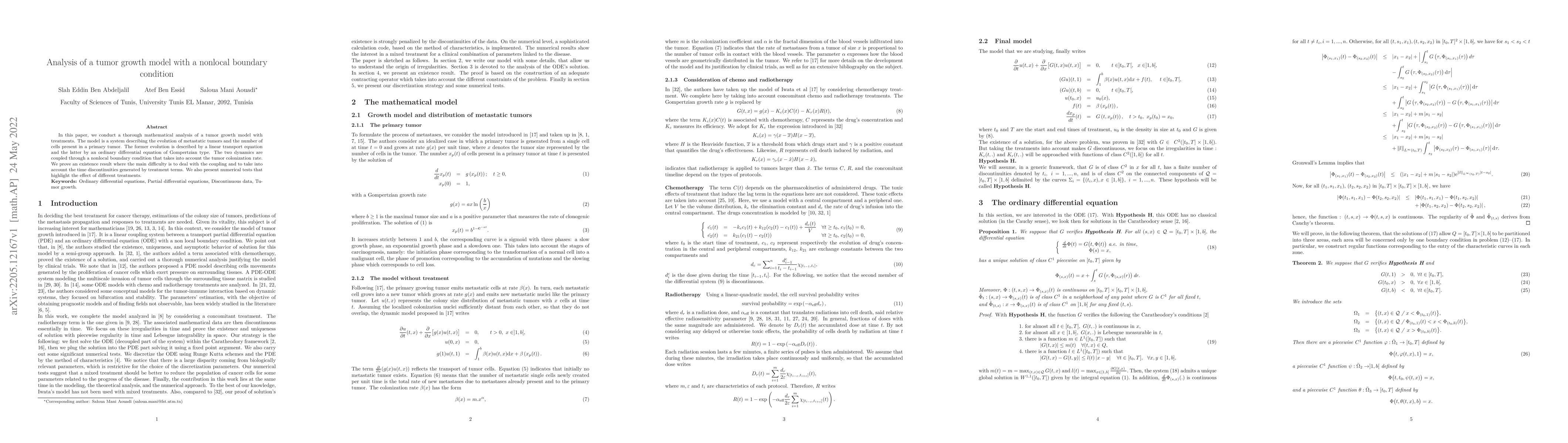 Thumbnail for Analysis of a tumor growth model with a nonlocal boundary condition