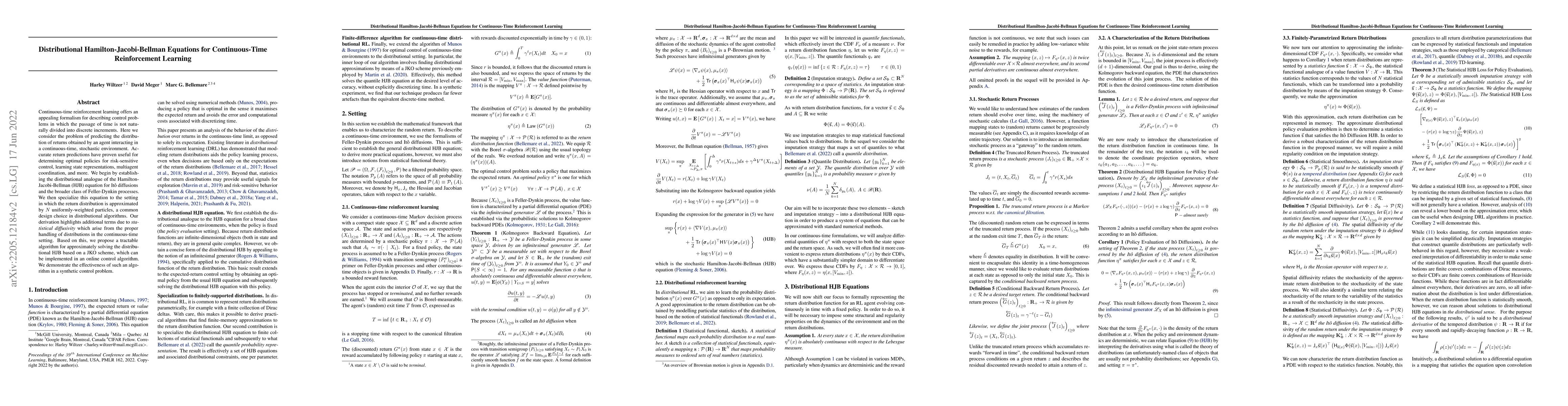 Thumbnail for Distributional Hamilton-Jacobi-Bellman Equations for Continuous-Time
  Reinforcement Learning