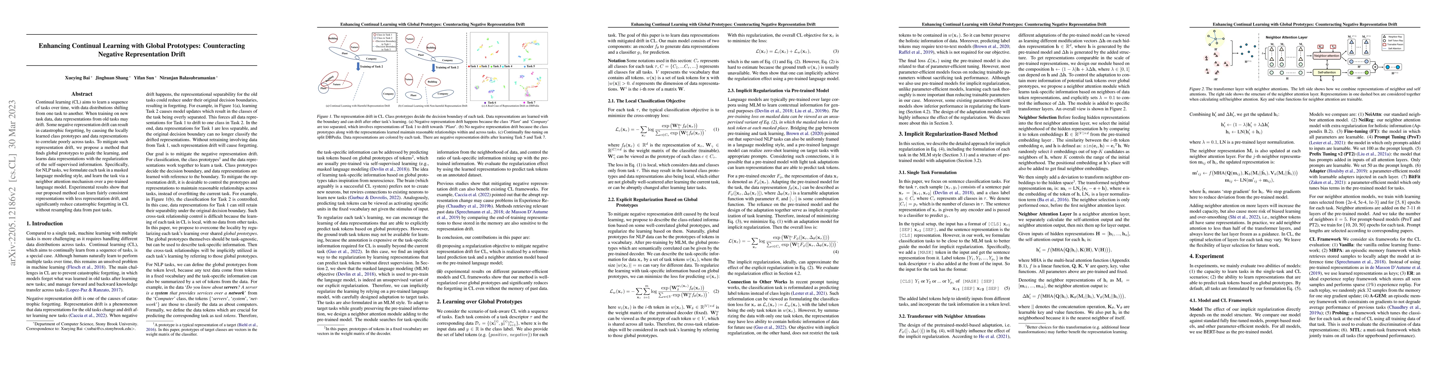Thumbnail for Enhancing Continual Learning with Global Prototypes: Counteracting
  Negative Representation Drift