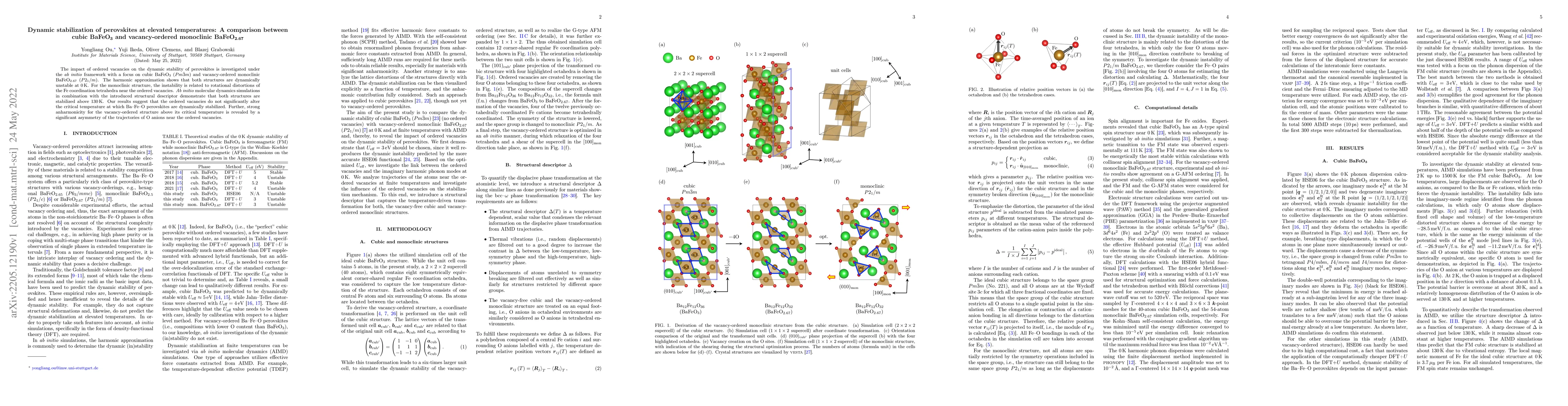 Thumbnail for Dynamic stabilization of perovskites at elevated temperatures: A
  comparison between cubic BaFeO$_{\textbf{3}}$ and vacancy-ordered monoclinic
  BaFeO$_{\textbf{2.67}}$
