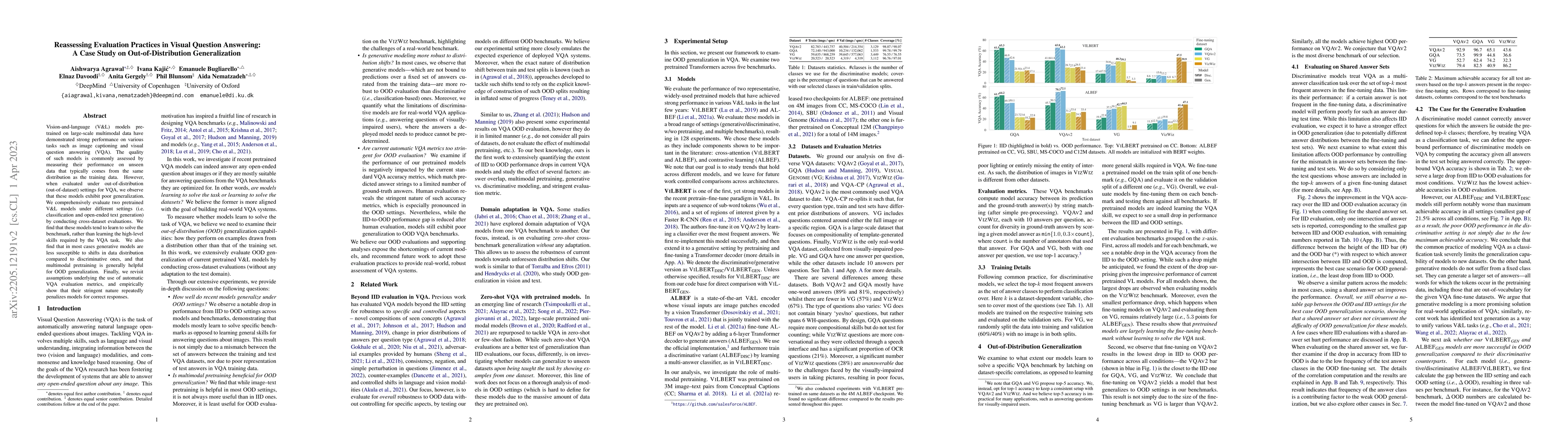 Thumbnail for Reassessing Evaluation Practices in Visual Question Answering: A Case
  Study on Out-of-Distribution Generalization