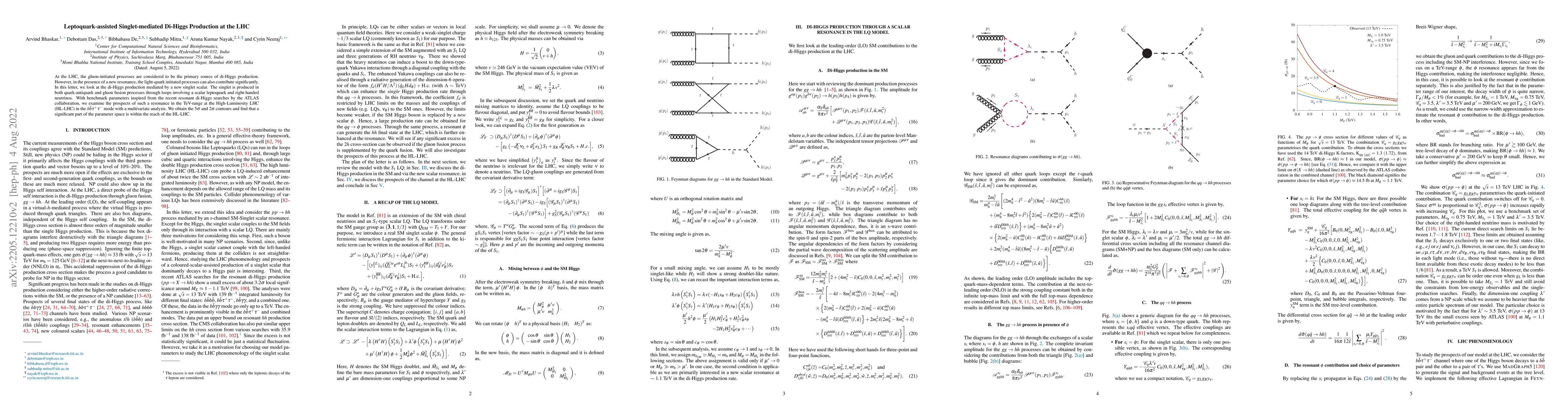 Thumbnail for Leptoquark-assisted Singlet-mediated Di-Higgs Production at the LHC