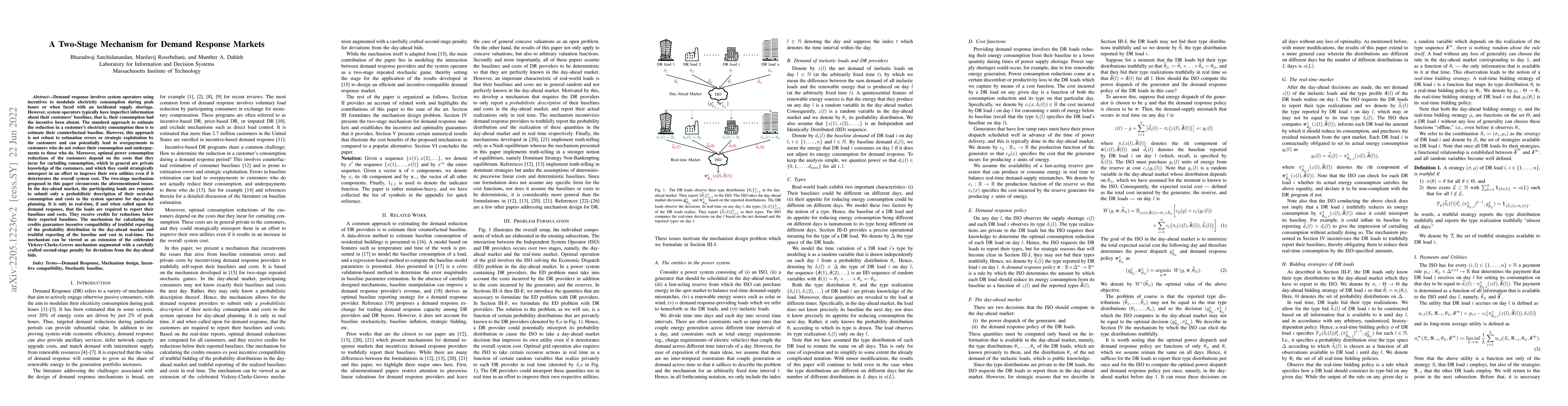 Thumbnail for A Two-Stage Mechanism for Demand Response Markets