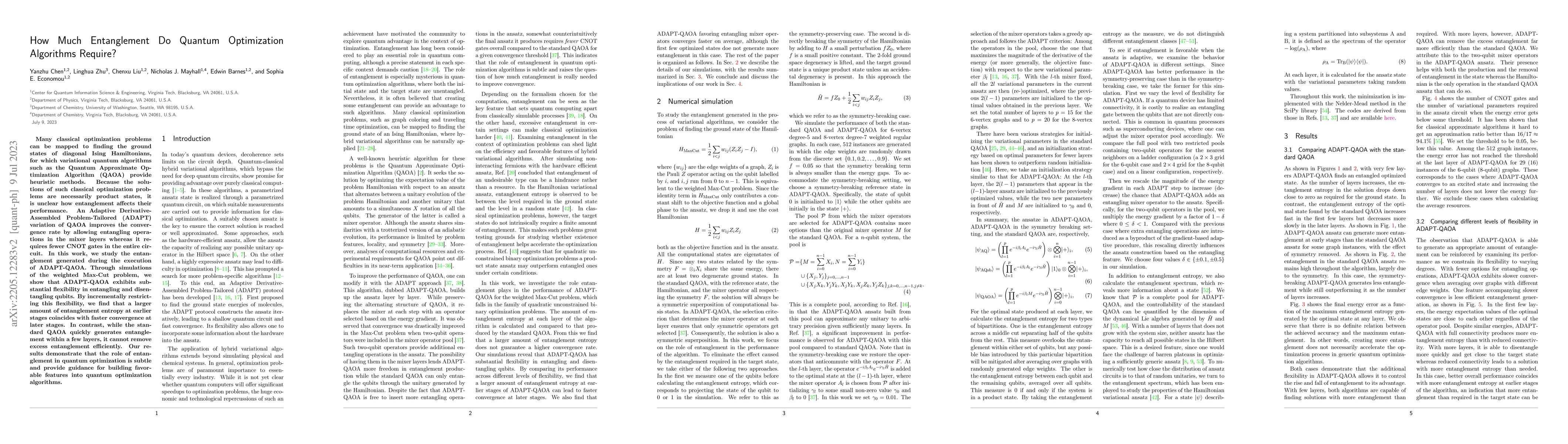 Thumbnail for How Much Entanglement Do Quantum Optimization Algorithms Require?