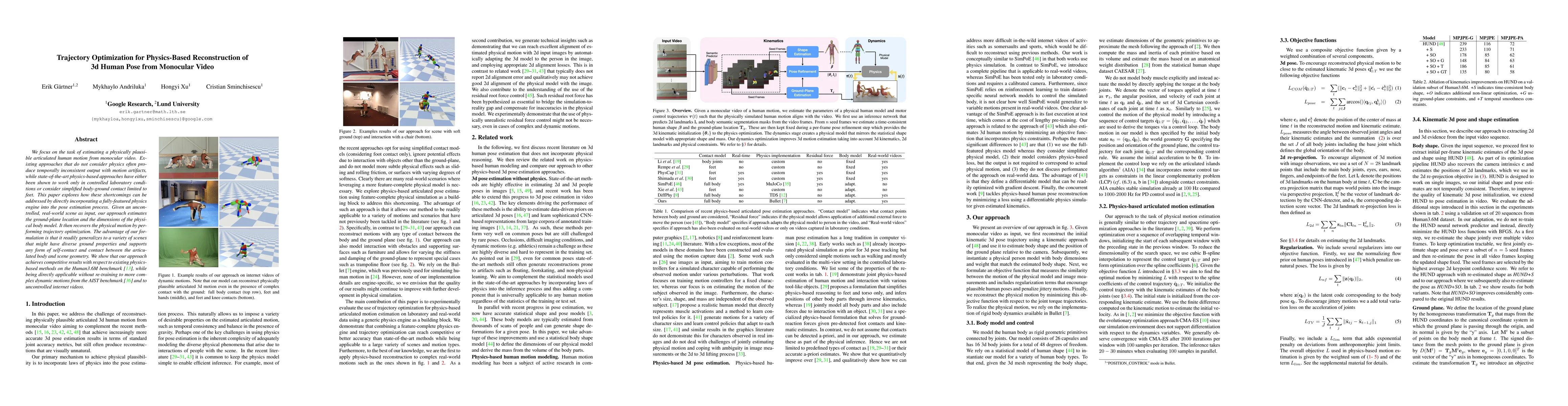 Thumbnail for Trajectory Optimization for Physics-Based Reconstruction of 3d Human
  Pose from Monocular Video