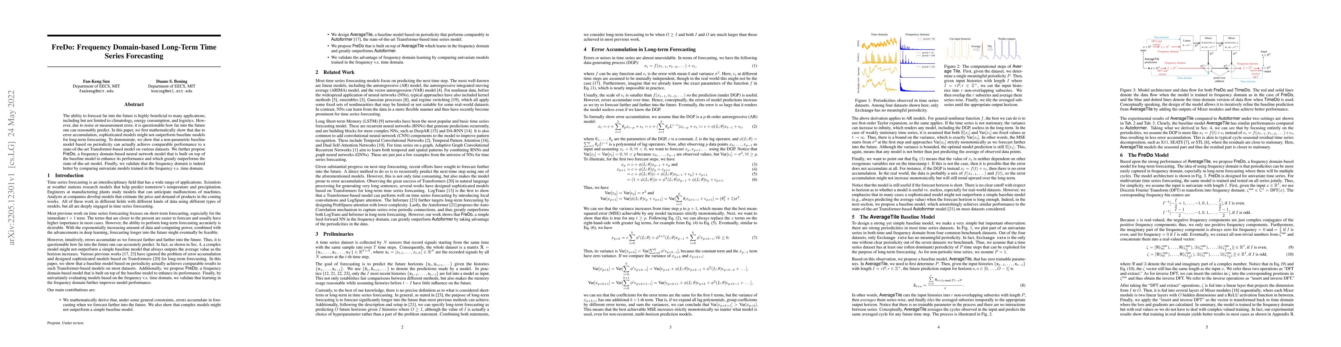 Thumbnail for FreDo: Frequency Domain-based Long-Term Time Series Forecasting