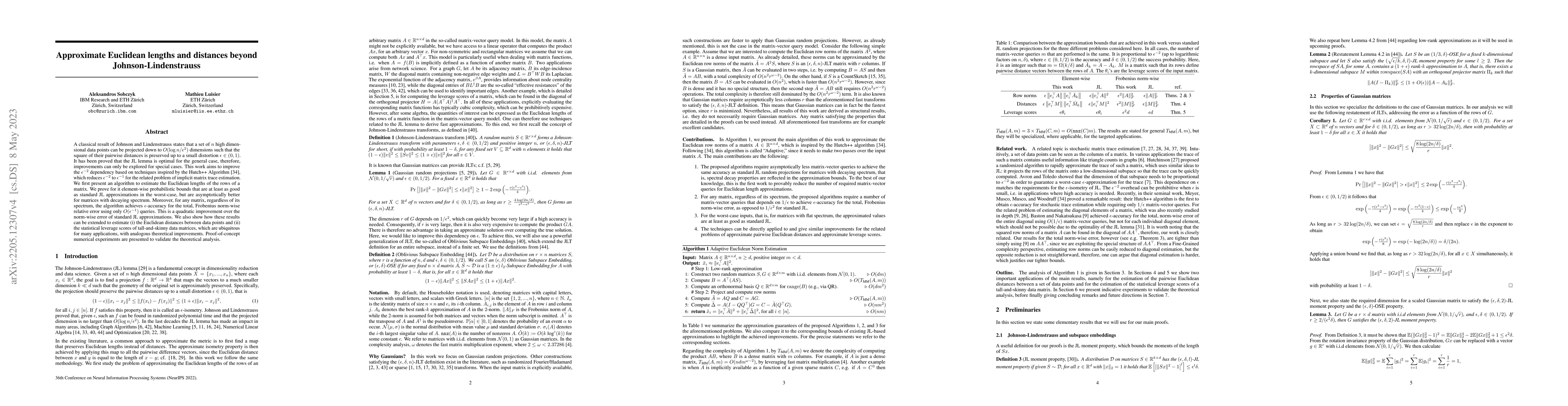 Thumbnail for Approximate Euclidean lengths and distances beyond Johnson-Lindenstrauss