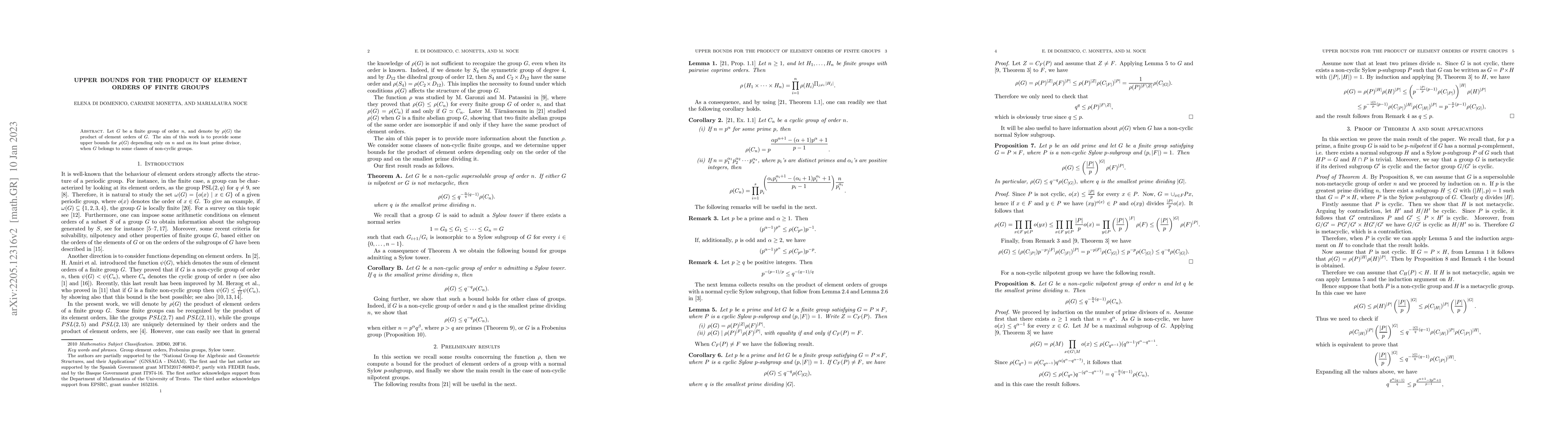 Thumbnail for Upper bounds for the product of element orders of finite groups