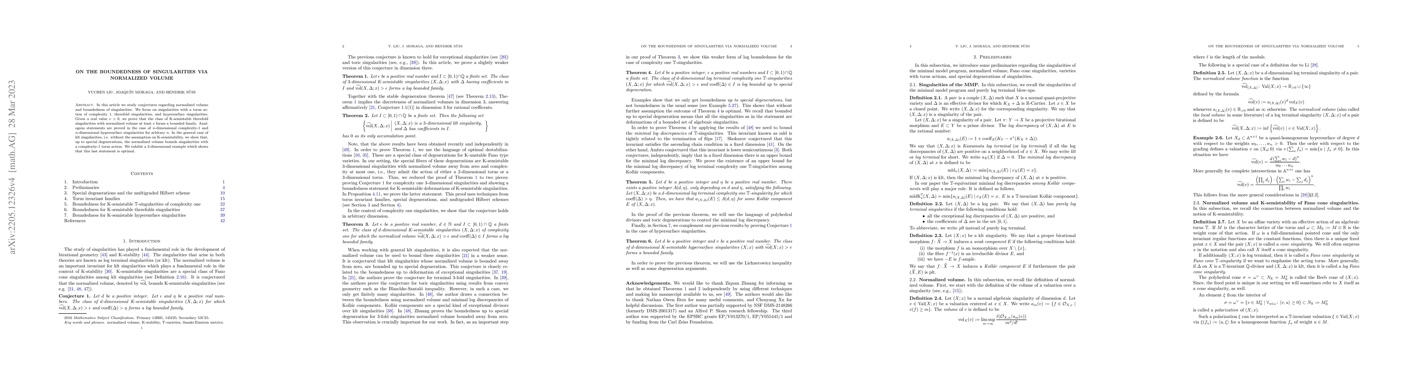 Thumbnail for On the boundedness of singularities via normalized volume