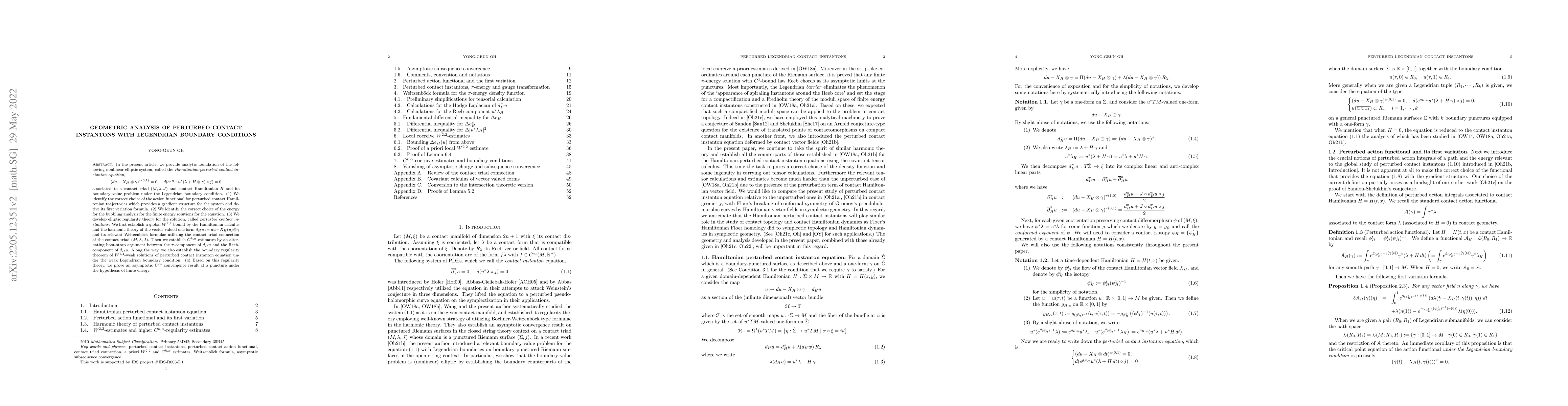 Thumbnail for Geometric analysis of perturbed contact instantons with Legendrian
  boundary conditions
