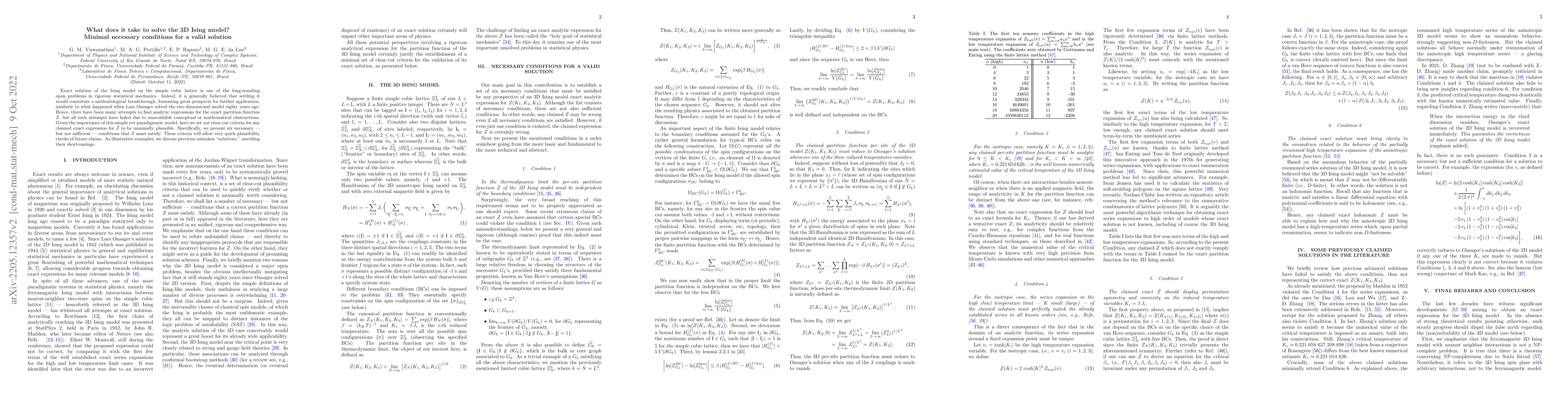 Thumbnail for What does it take to solve the 3D Ising model? Minimal necessary
  conditions for a valid solution