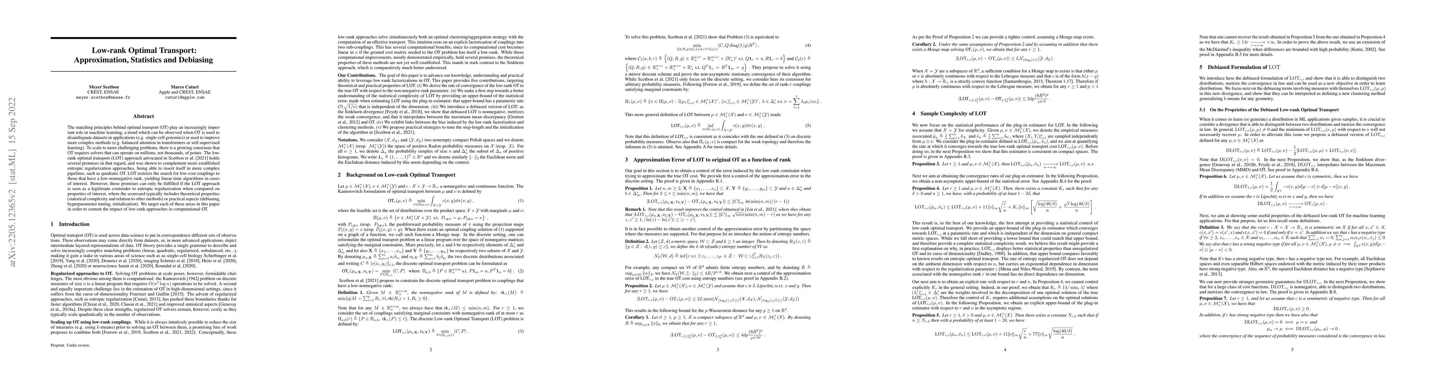 Thumbnail for Low-rank Optimal Transport: Approximation, Statistics and Debiasing
