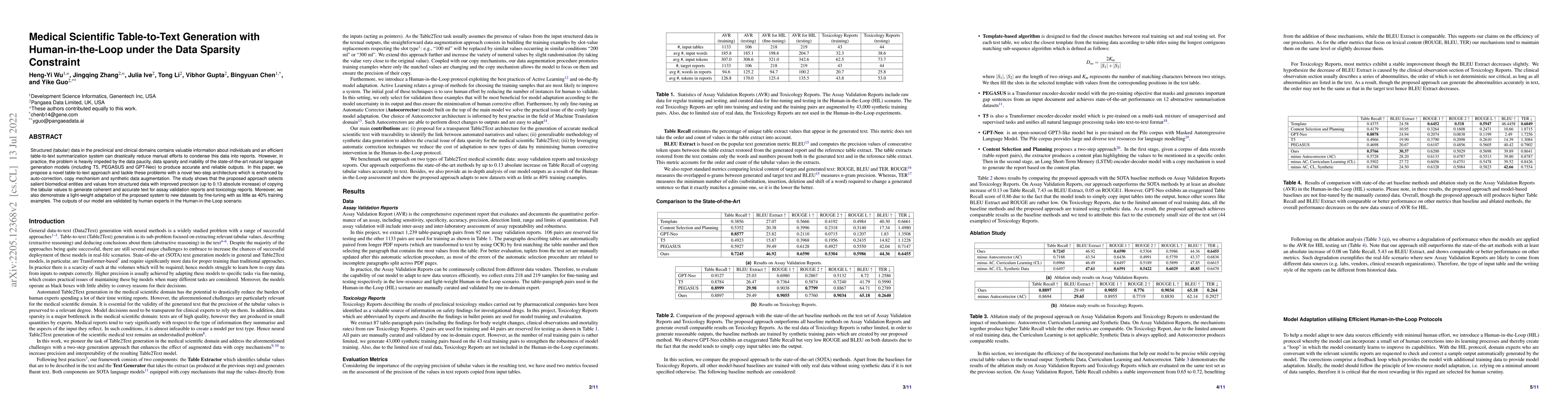 Thumbnail for Medical Scientific Table-to-Text Generation with Human-in-the-Loop under
  the Data Sparsity Constraint
