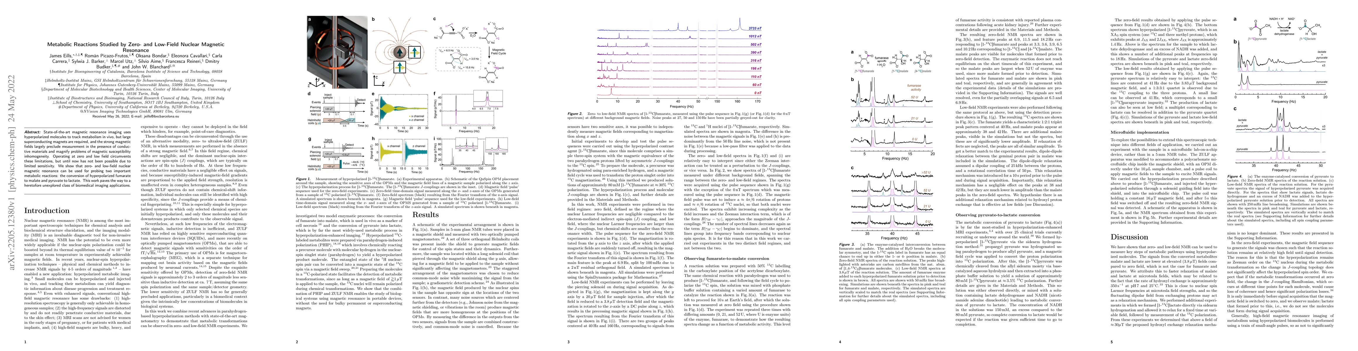 Thumbnail for Metabolic Reactions Studied by Zero- and Low-Field Nuclear Magnetic
  Resonance