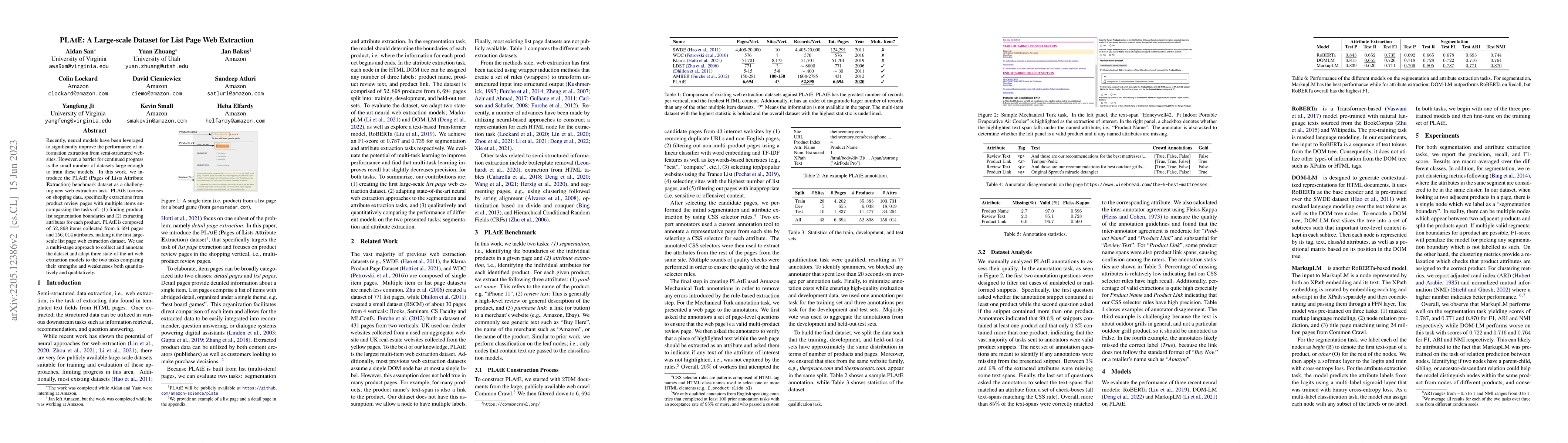 Thumbnail for PLAtE: A Large-scale Dataset for List Page Web Extraction