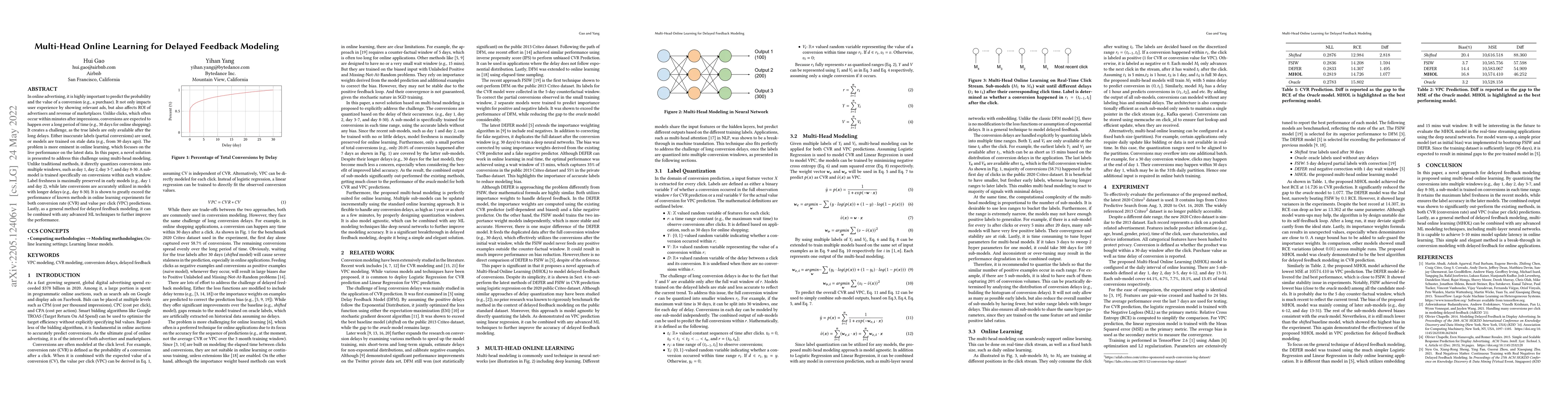 Thumbnail for Multi-Head Online Learning for Delayed Feedback Modeling