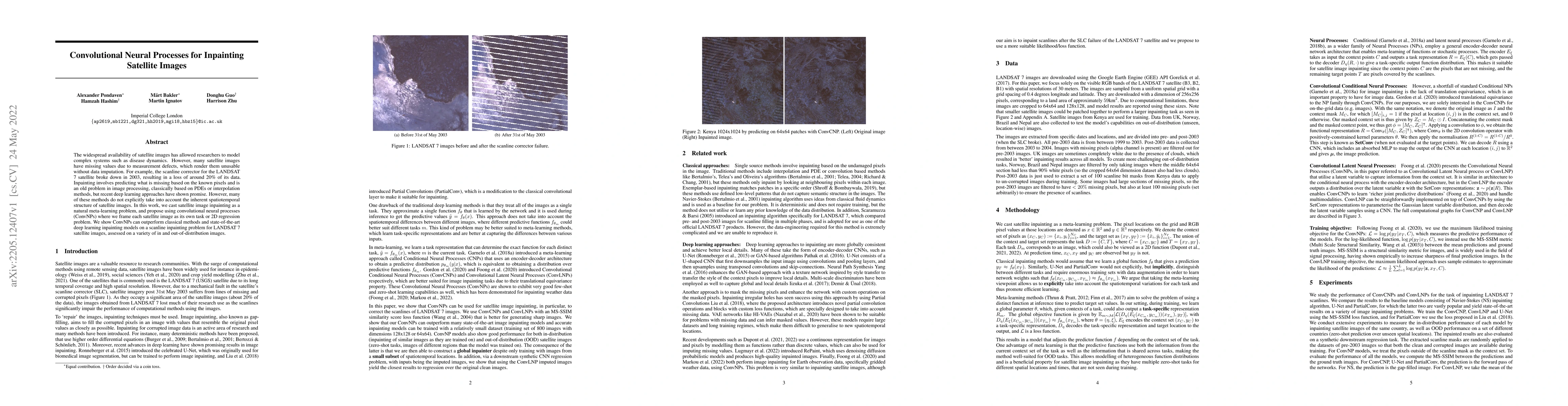 Thumbnail for Convolutional Neural Processes for Inpainting Satellite Images