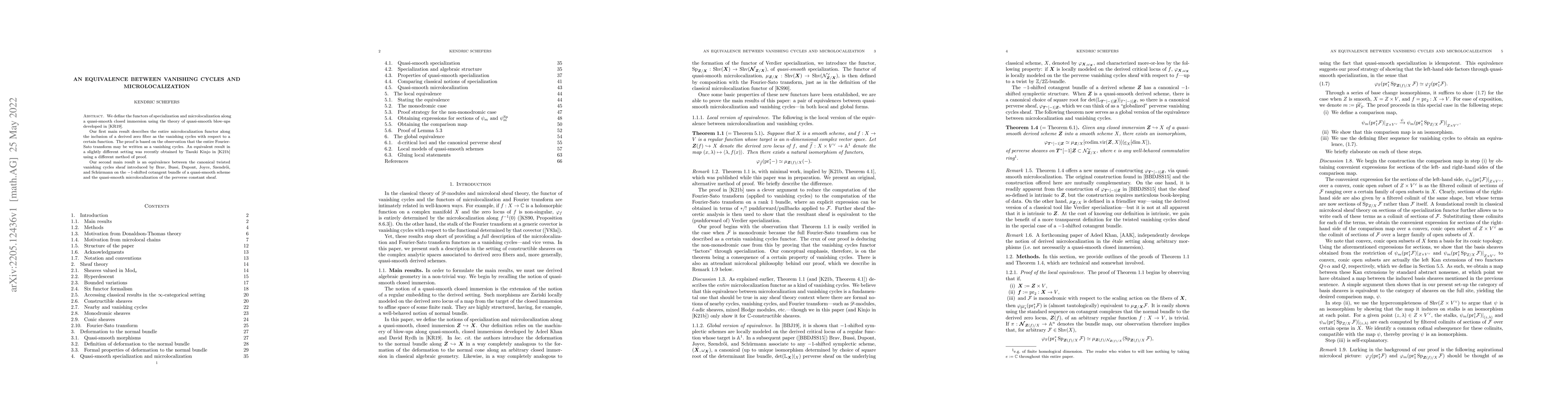 Thumbnail for An equivalence between vanishing cycles and microlocalization