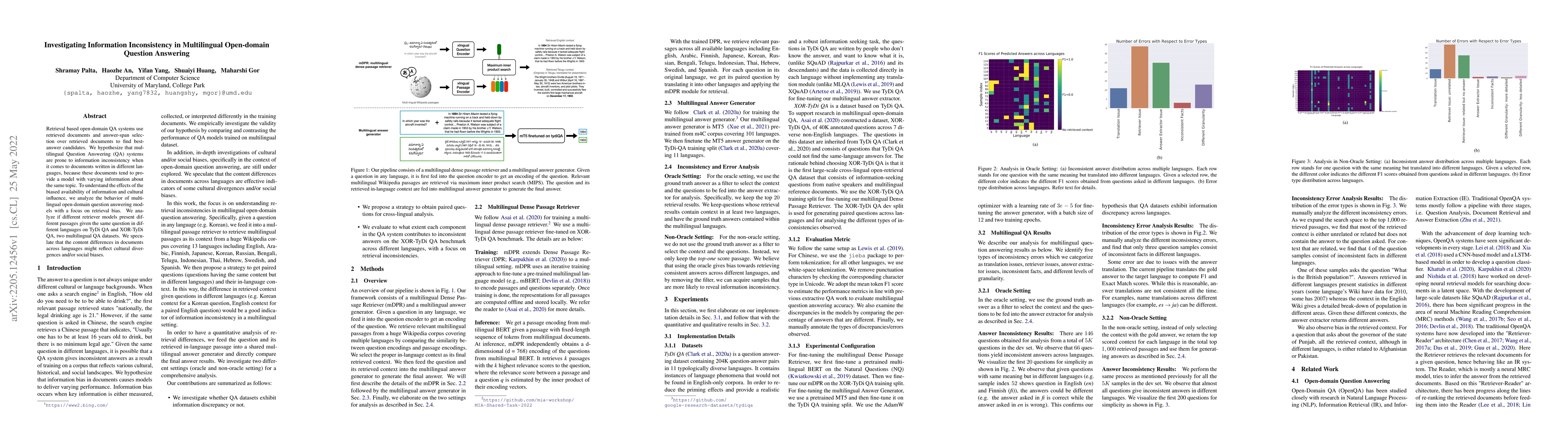 Thumbnail for Investigating Information Inconsistency in Multilingual Open-Domain
  Question Answering