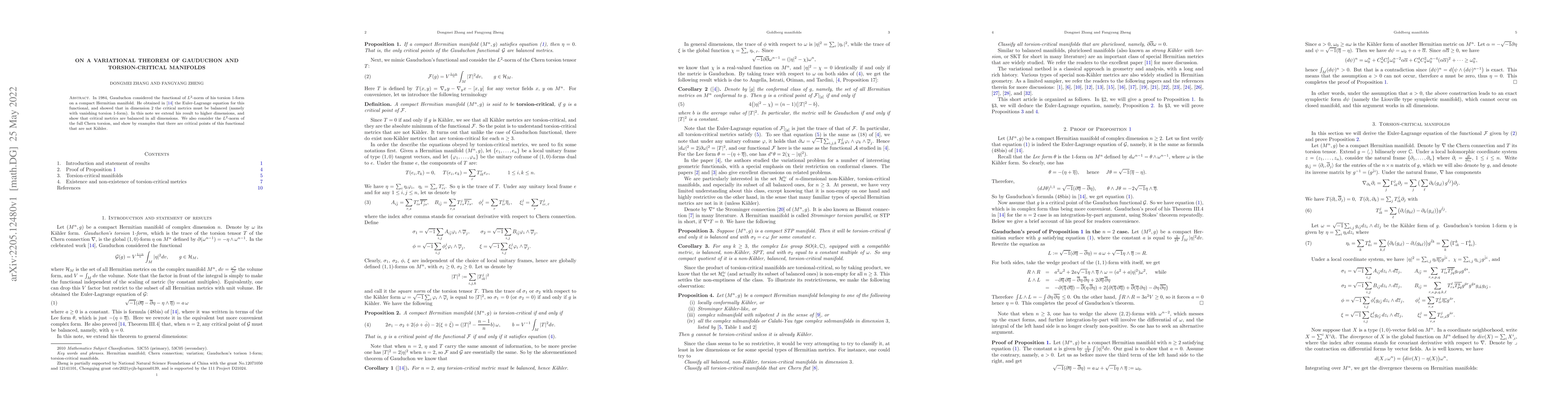 Thumbnail for On a variational theorem of Gauduchon and torsion-critical manifolds