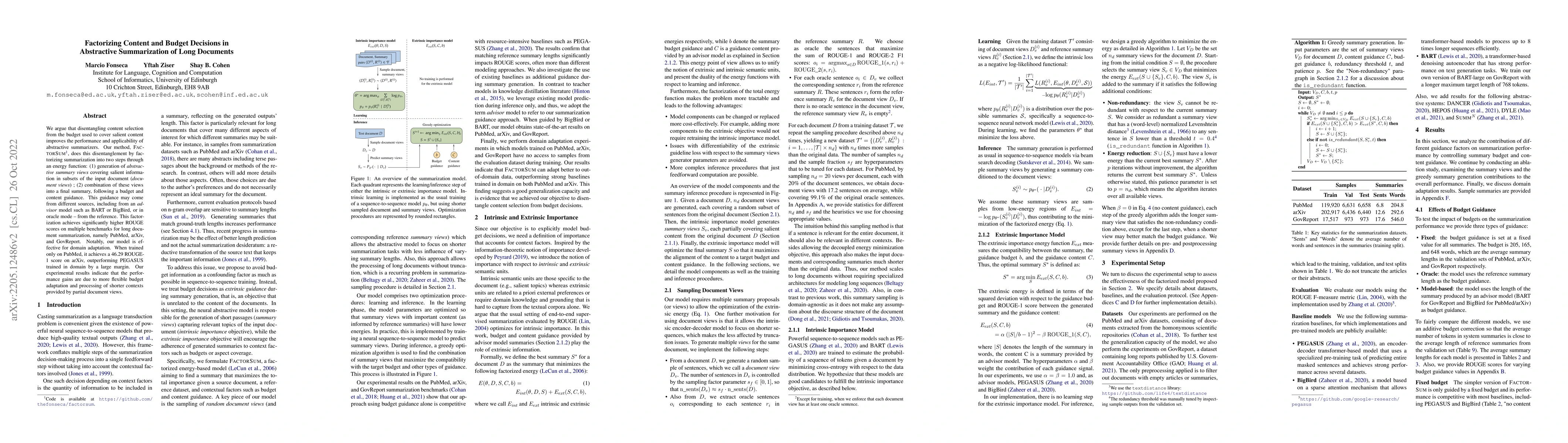 Thumbnail for Factorizing Content and Budget Decisions in Abstractive Summarization of
  Long Documents