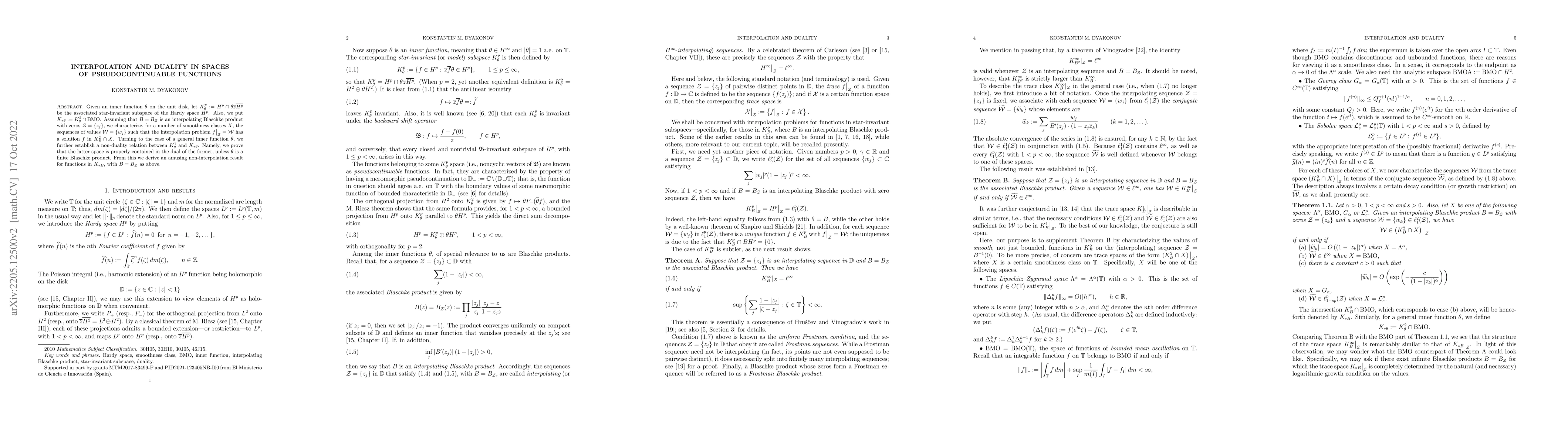 Thumbnail for Interpolation and duality in spaces of pseudocontinuable functions