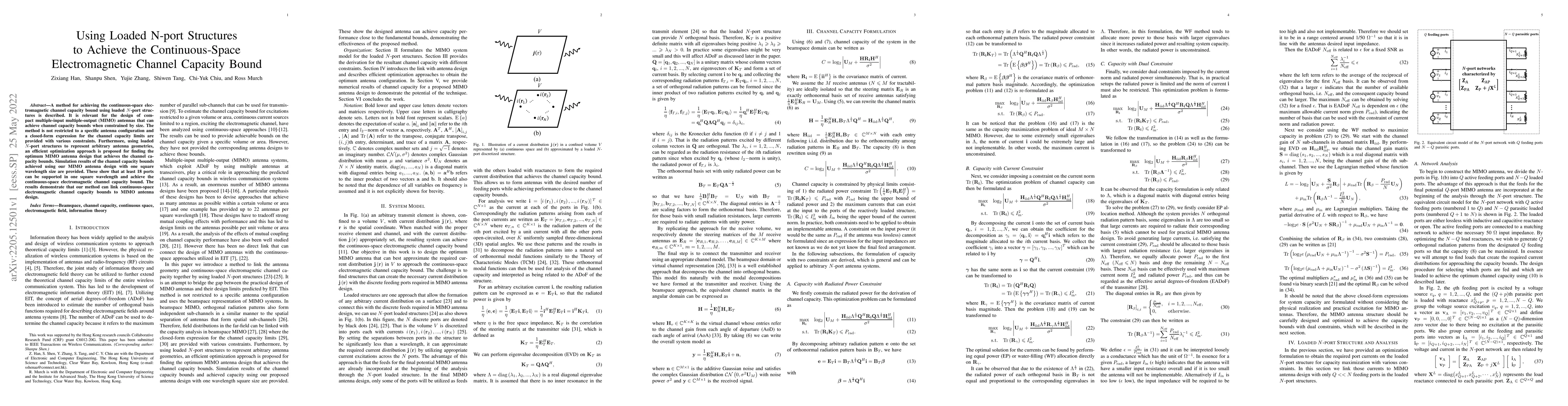 Thumbnail for Using Loaded N-port Structures to Achieve the Continuous-Space
  Electromagnetic Channel Capacity Bound