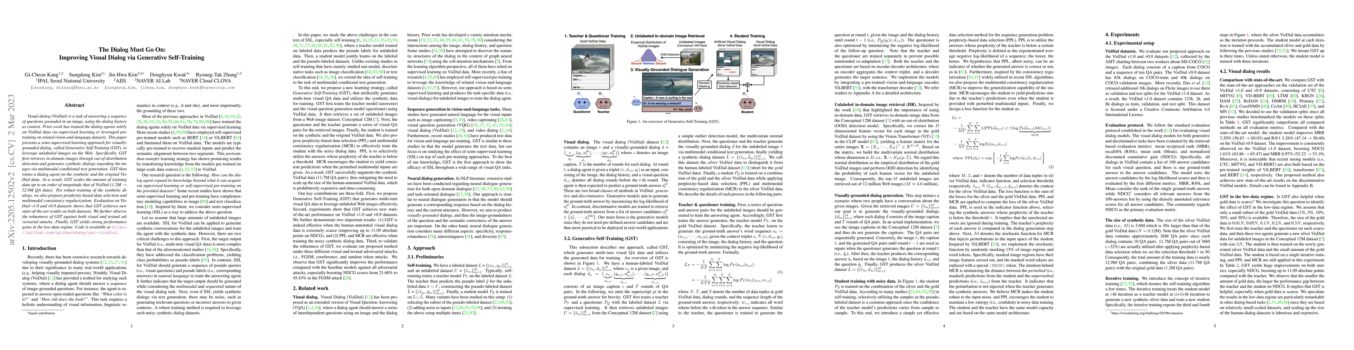 Thumbnail for The Dialog Must Go On: Improving Visual Dialog via Generative
  Self-Training